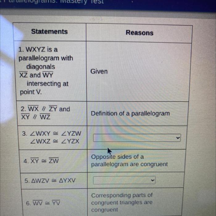 Given wxyz is a parallelogram