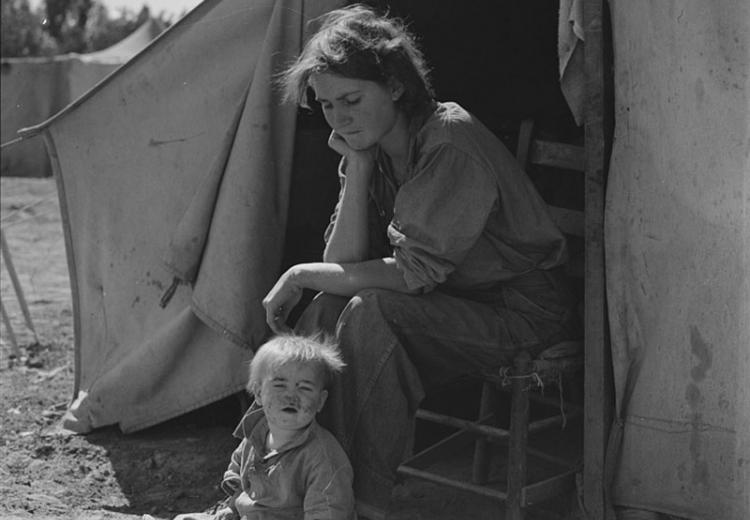 Dorothea lange depression 1930s migrant drought pittsburg grapes flashbak forced wrath refugees mothers steinbeck seca homeless trato compatriotas digno humanizing